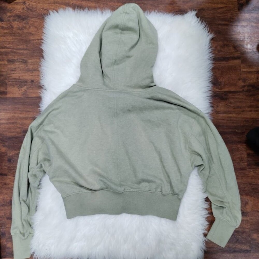 Dorothee Schumacher Cropped Sage Green Hoodie With Drawstring & Ribbed Cuffs S - Picture 5 of 12